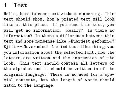 monospace typewriter (\ttfamily) justified